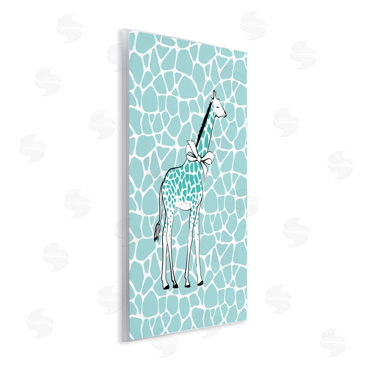 Blue Patterned Glam Giraffe Wood Plaque Wall Art, Home Decor by Martina Pavlova