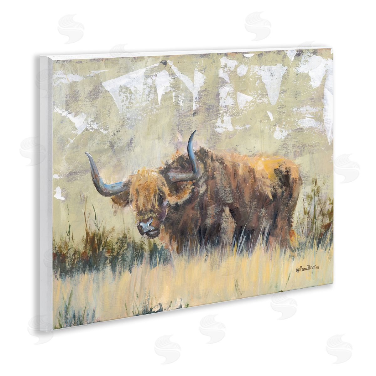 Rustic Patterned Longhorn Wood Plaque Wall Art, Home Decor by Pam Britton