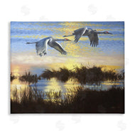 D. Rust | Two Cranes Over Lake