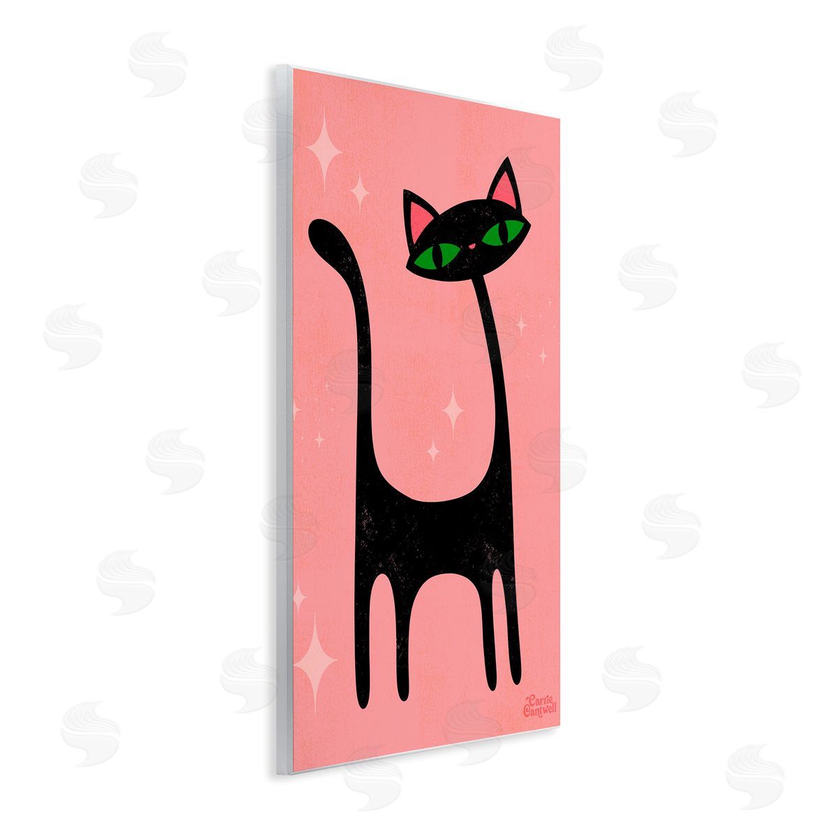 Retro Black Cat Wood Plaque Wall Art, Home Decor by Carrie Cantwell