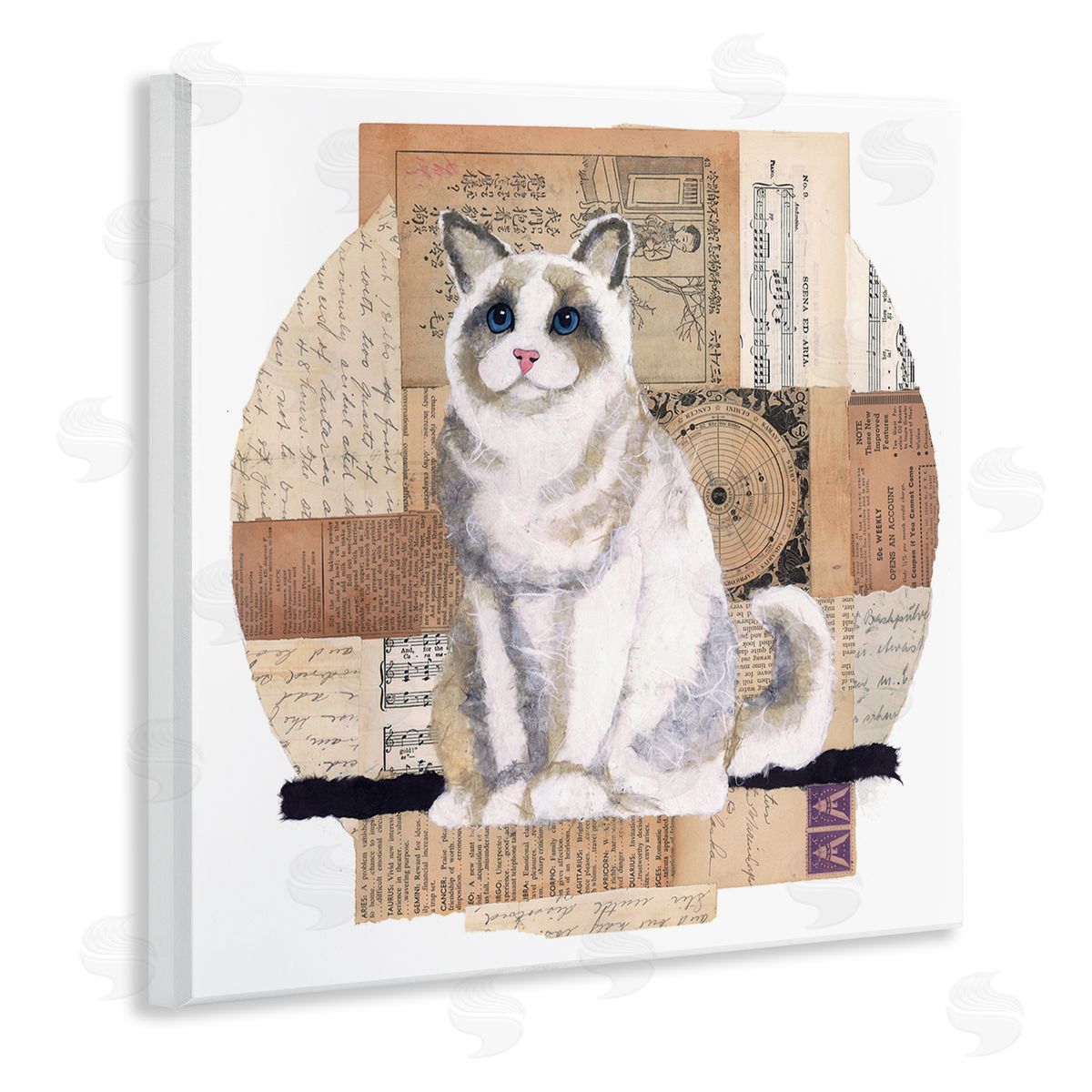 Vintage Collage Cat Wood Plaque Wall Art, Home Decor by Nancy Overton