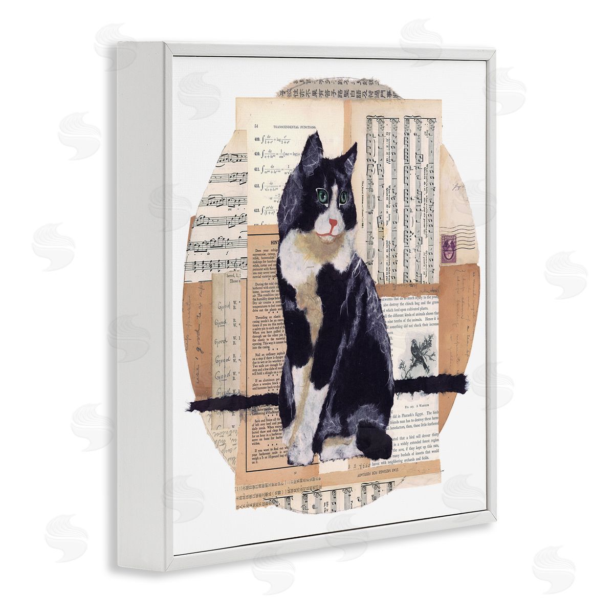 Tuxedo Cat Collage White Frame Print Wall Art, Home Decor by Nancy Overton