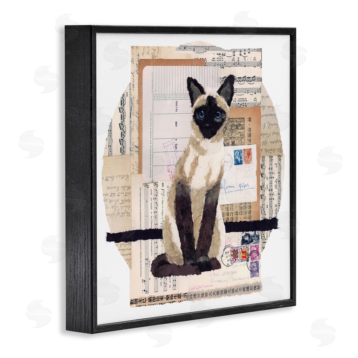 Siamese Cat Collage Black Frame Print Wall Art, Home Decor by Nancy Overton