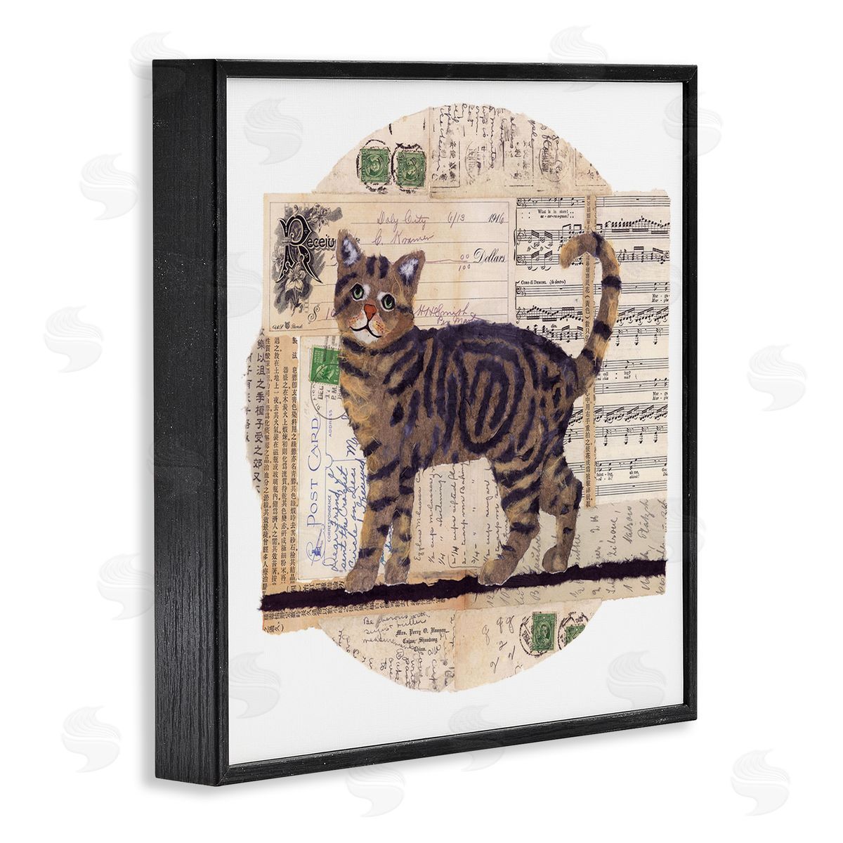 Tabby Cat Collage Black Frame Print Wall Art, Home Decor by Nancy Overton