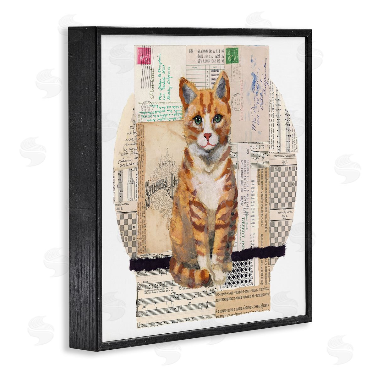 Orange Cat Collage Black Frame Print Wall Art, Home Decor by Nancy Overton