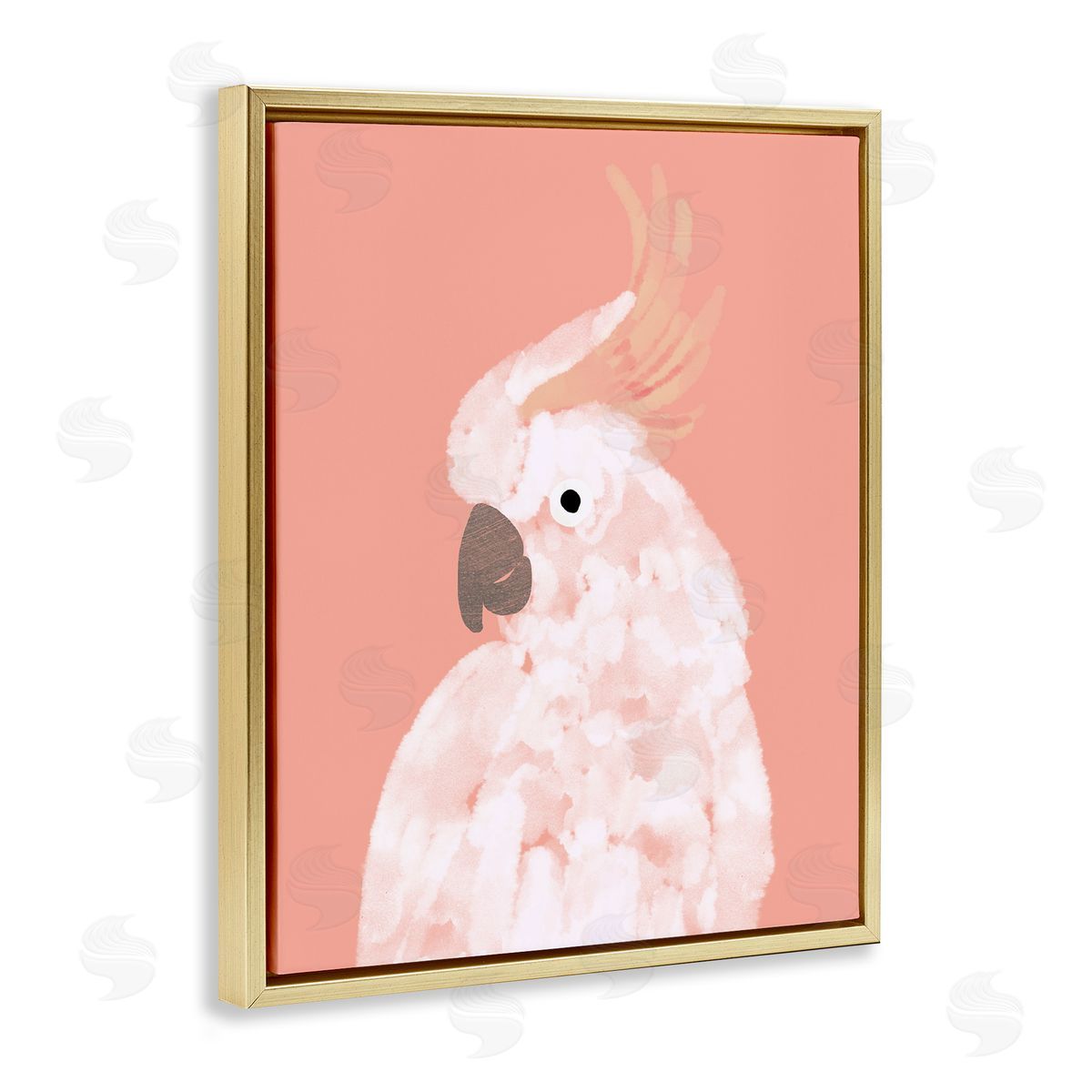 Cockatiel on Pink Gold Floating Frame Canvas Wall Art, Home Decor by Chen Alyesh