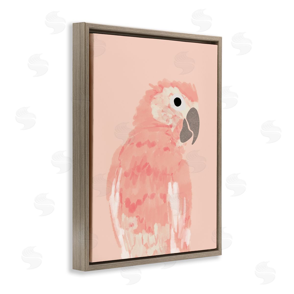 Pink Neutral Parrot Brown Floating Frame Canvas Wall Art, Home Decor by Chen Alyesh