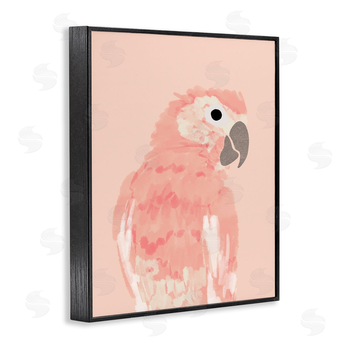 Pink Neutral Parrot Black Frame Print Wall Art, Home Decor by Chen Alyesh