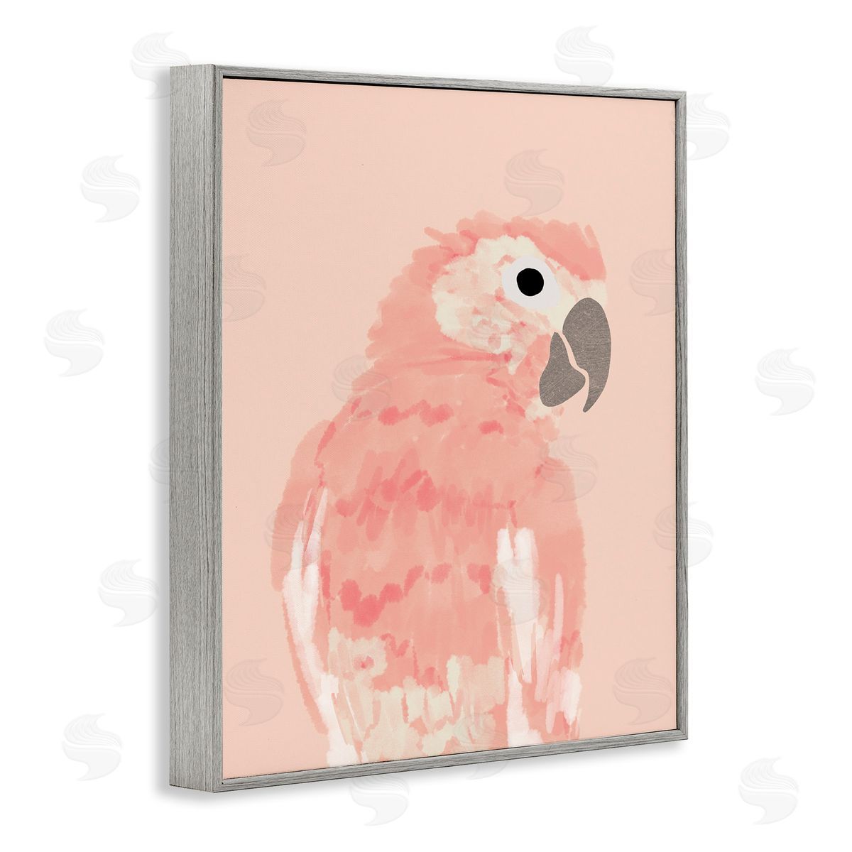 Pink Neutral Parrot Grey Frame Print Wall Art, Home Decor by Chen Alyesh