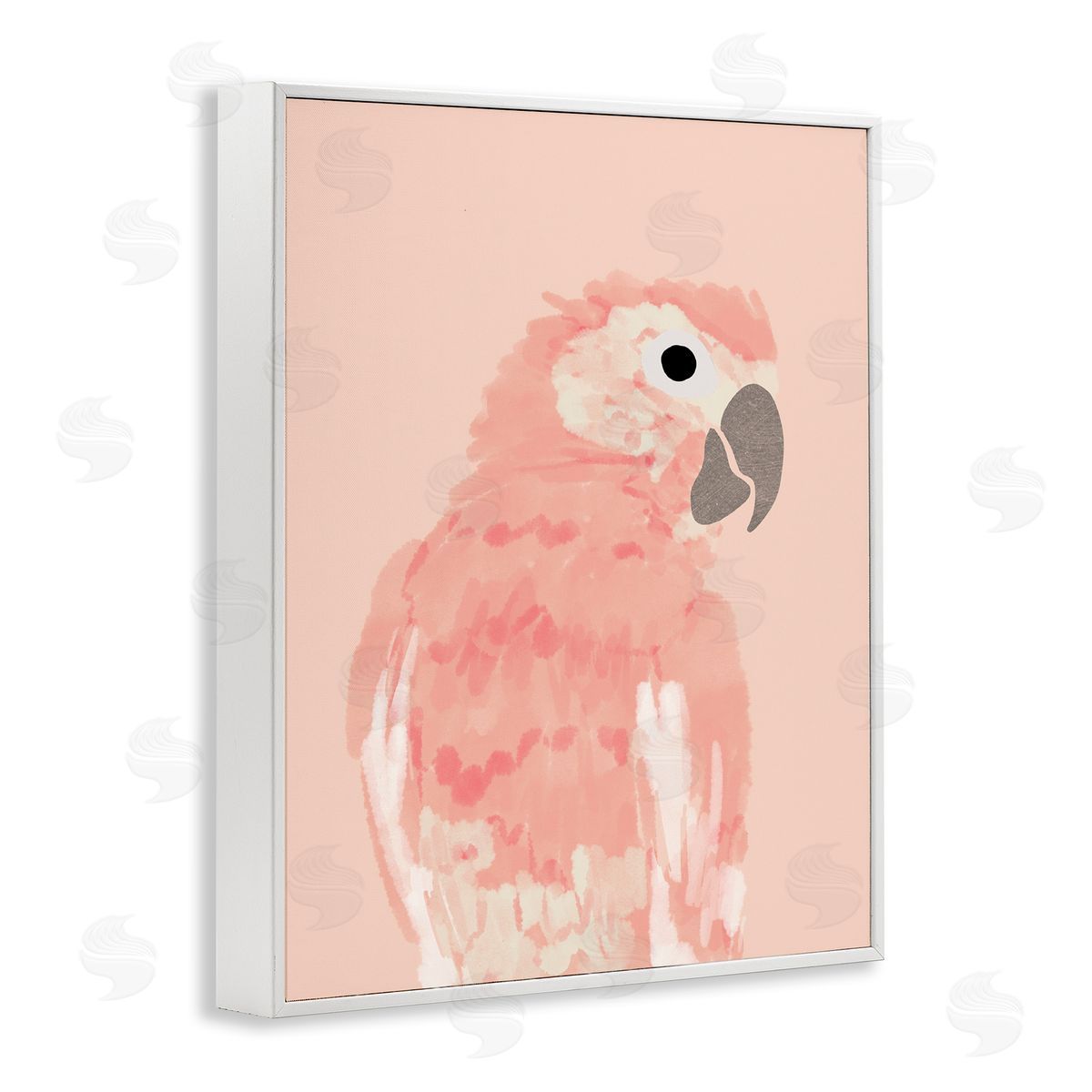 Pink Neutral Parrot White Frame Print Wall Art, Home Decor by Chen Alyesh