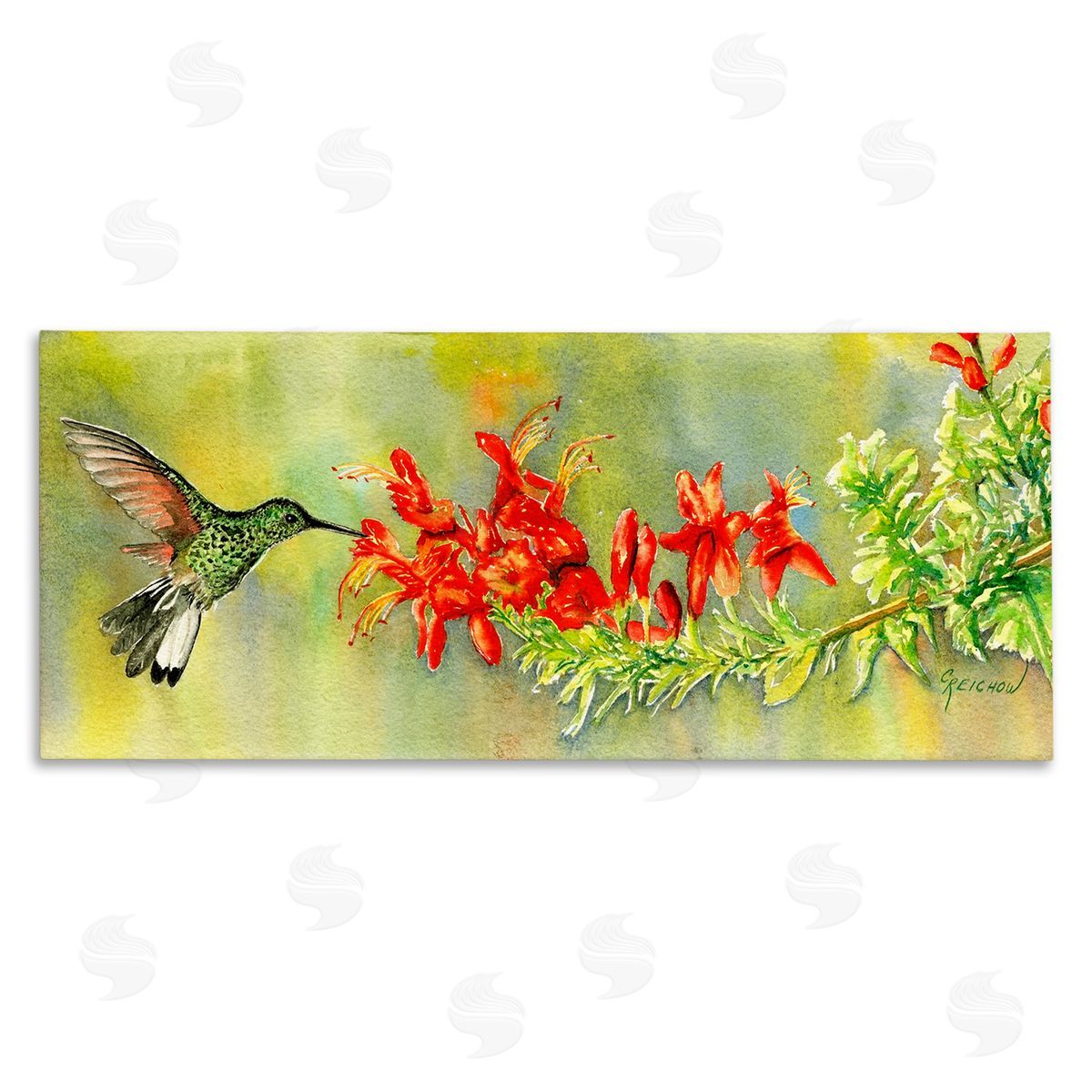 Quick Sip Hummingbird Canvas Wall Art, Home Decor by Christine Reichow