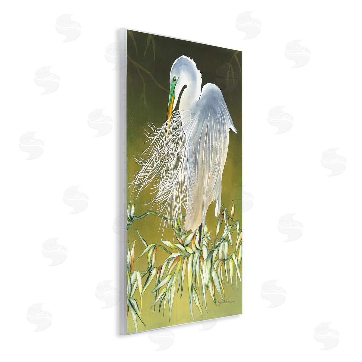 Heron with Detailed Feathers Wood Plaque Wall Art, Home Decor by Christine Reichow