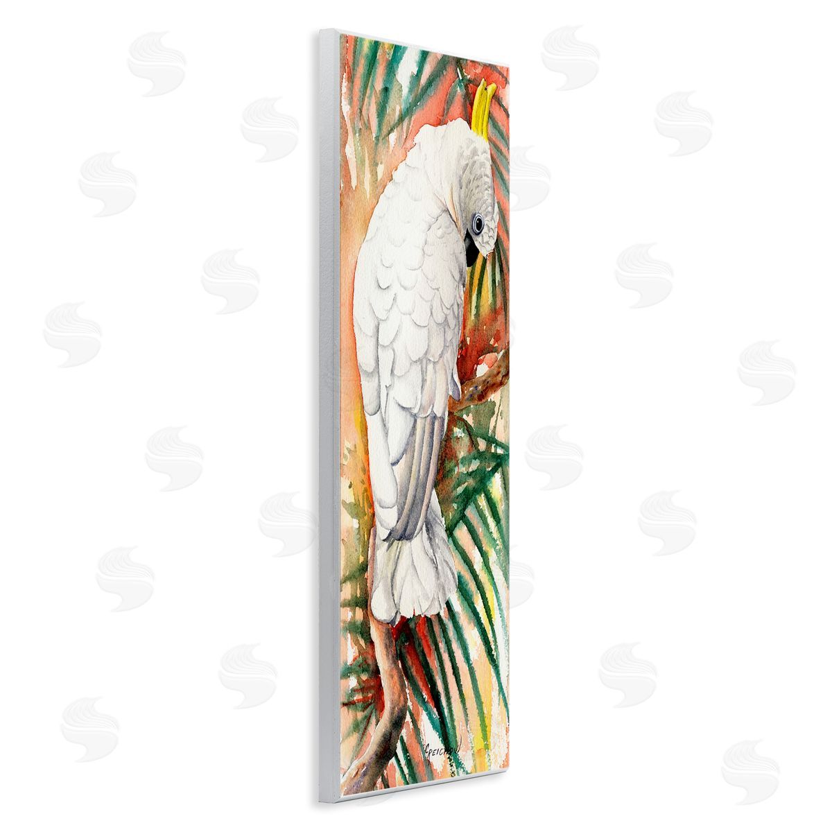 Cockatoo Among Leaves Wood Plaque Wall Art, Home Decor by Christine Reichow