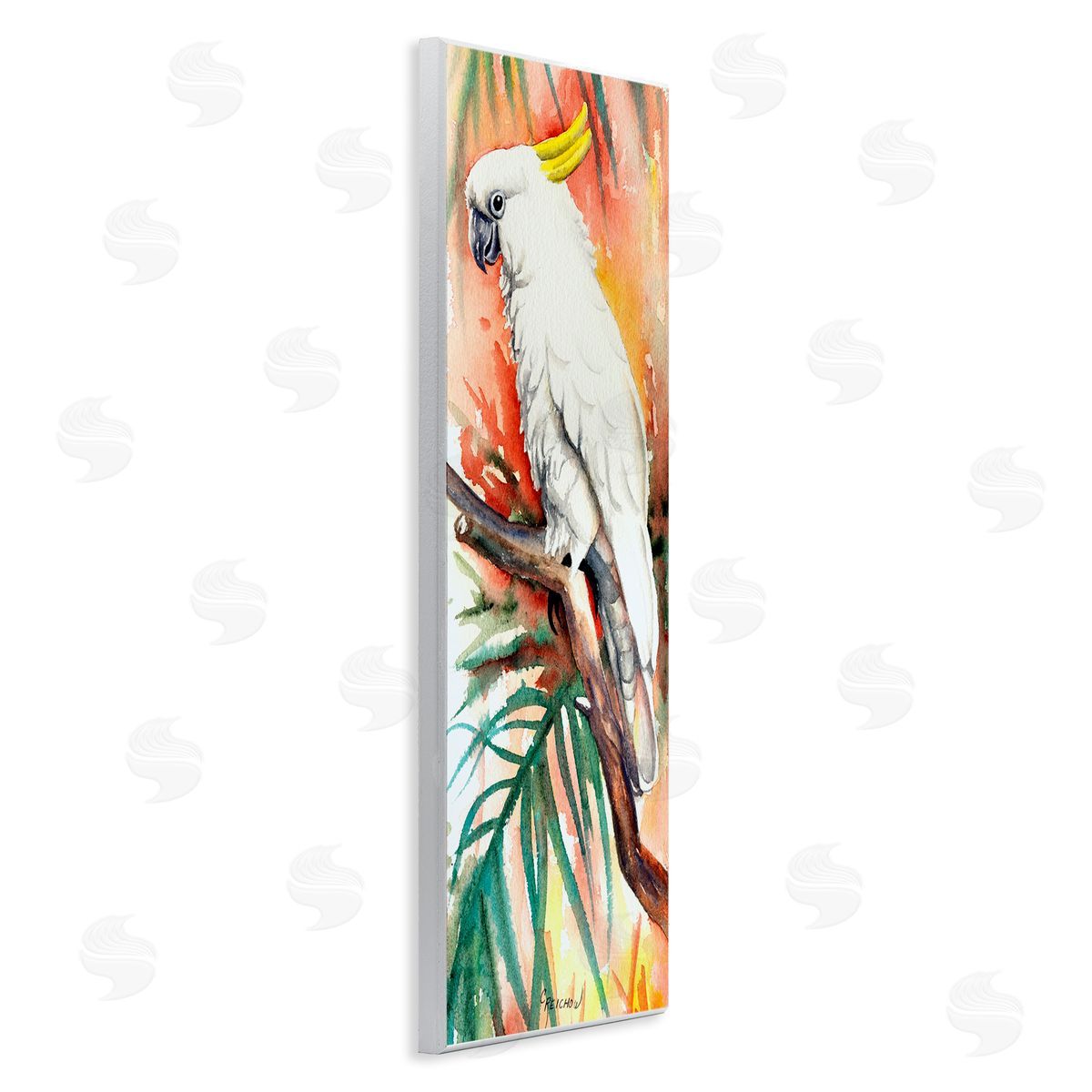 Sulfer Crested Cockatoo Wood Plaque Wall Art, Home Decor by Christine Reichow