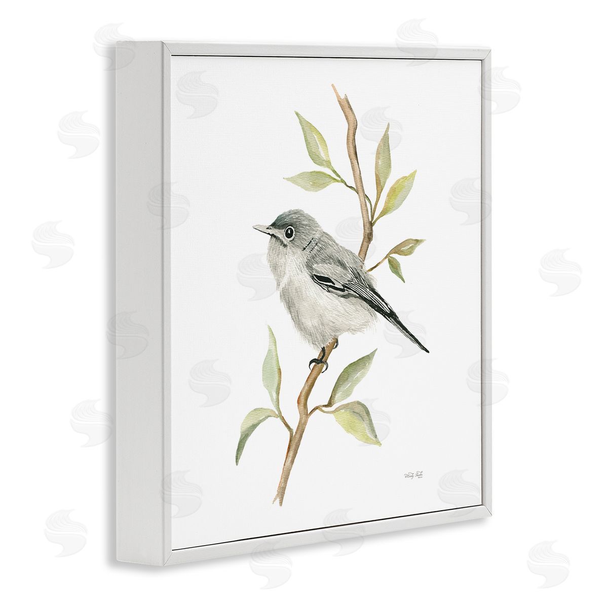 Bird on Simple Branch White Frame Print Wall Art, Home Decor by Cindy Jacobs