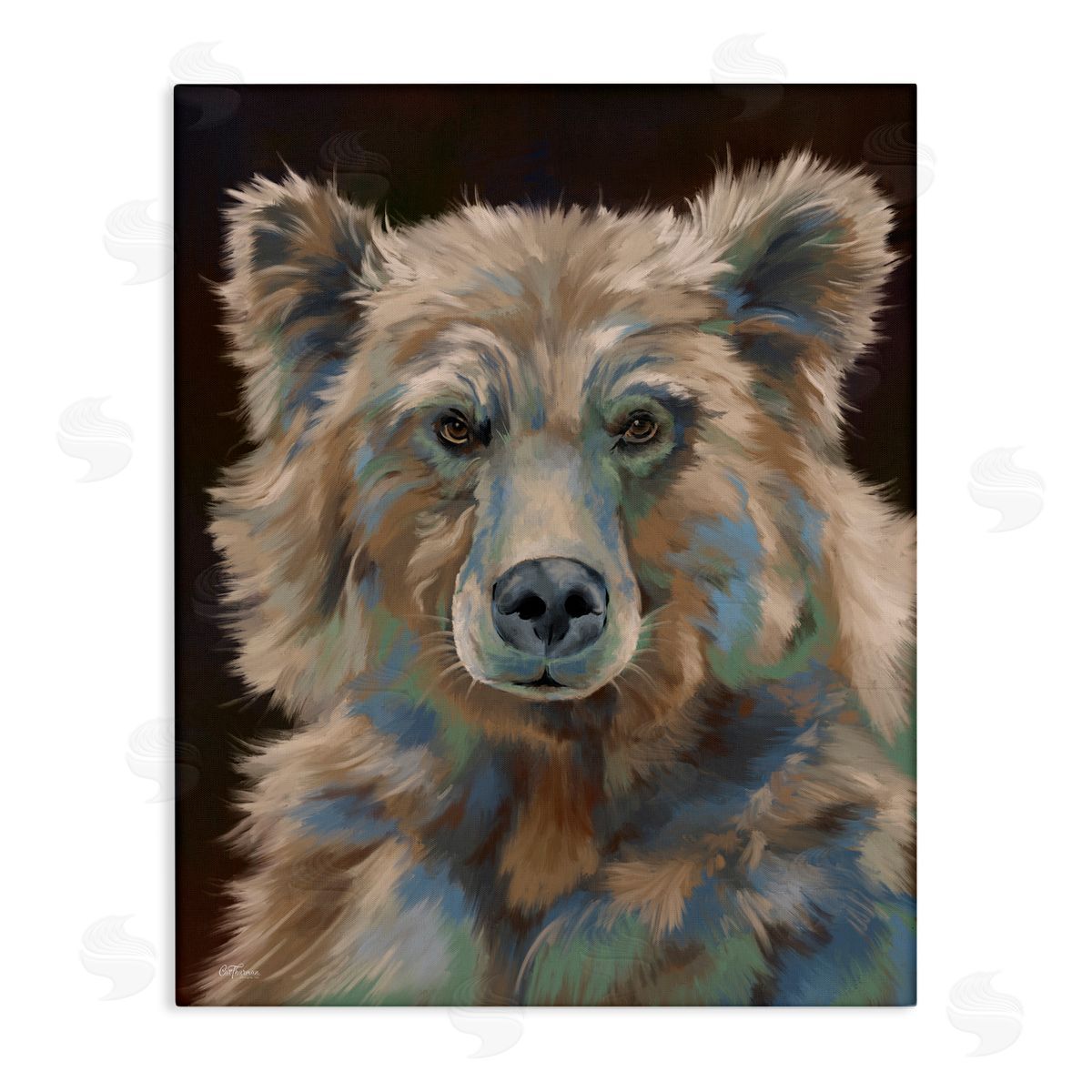 Fluffy Bear Portrait Canvas Wall Art, Home Decor by Cat Thurman Designs
