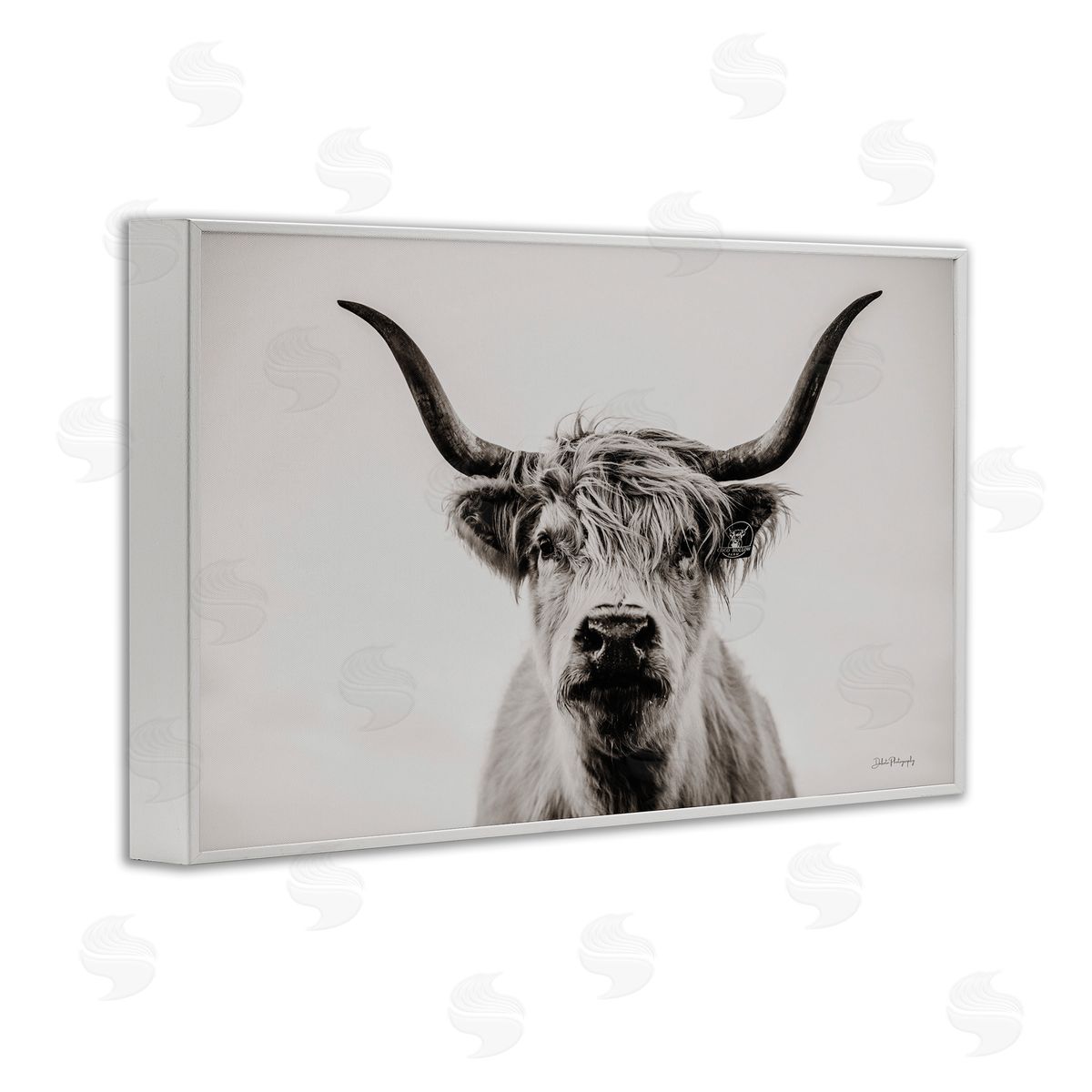 Calm Cattle Portrait White Frame Print Wall Art, Home Decor by Dakota Diener