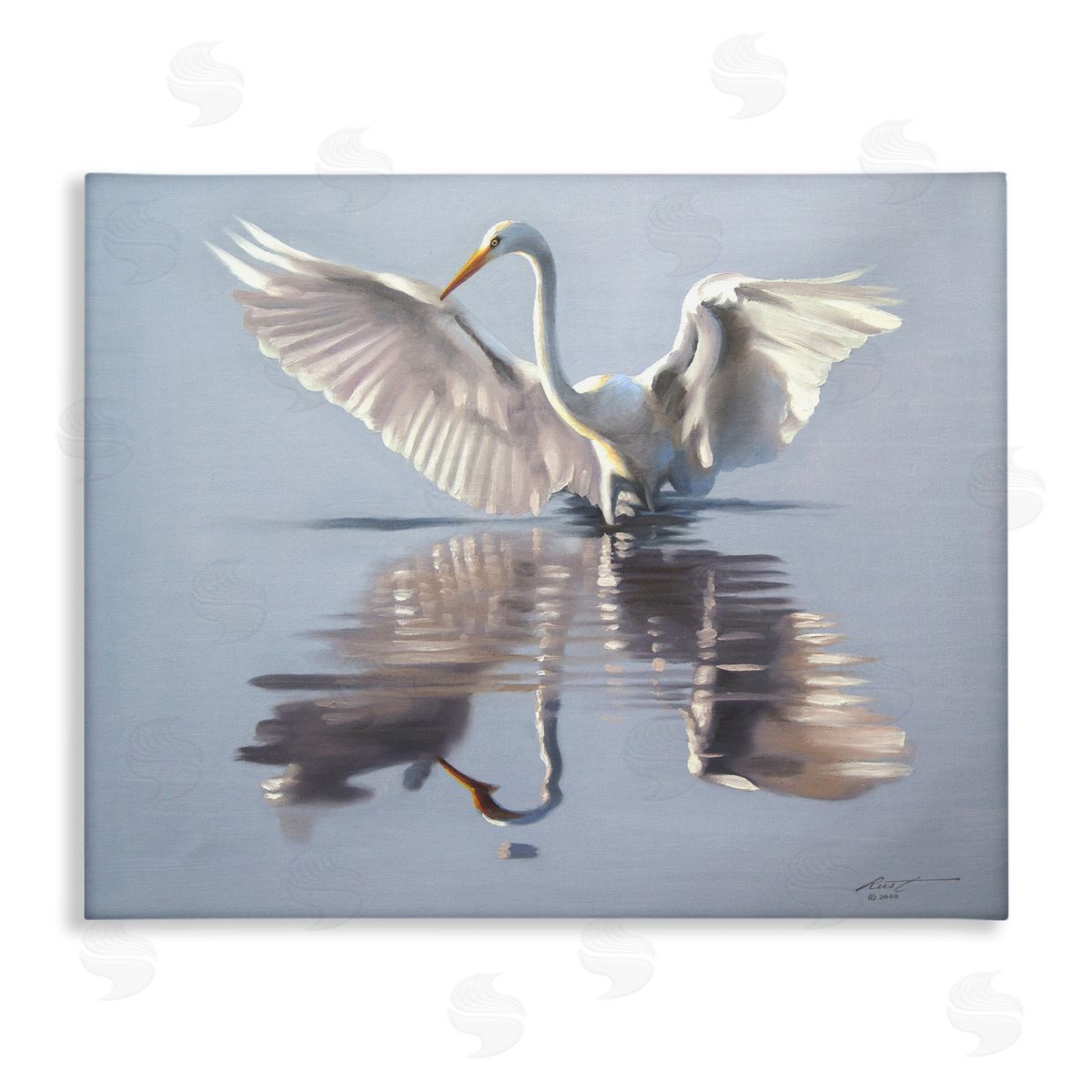Egret with Beautiful Wingspan Canvas Wall Art, Home Decor by D. Rust