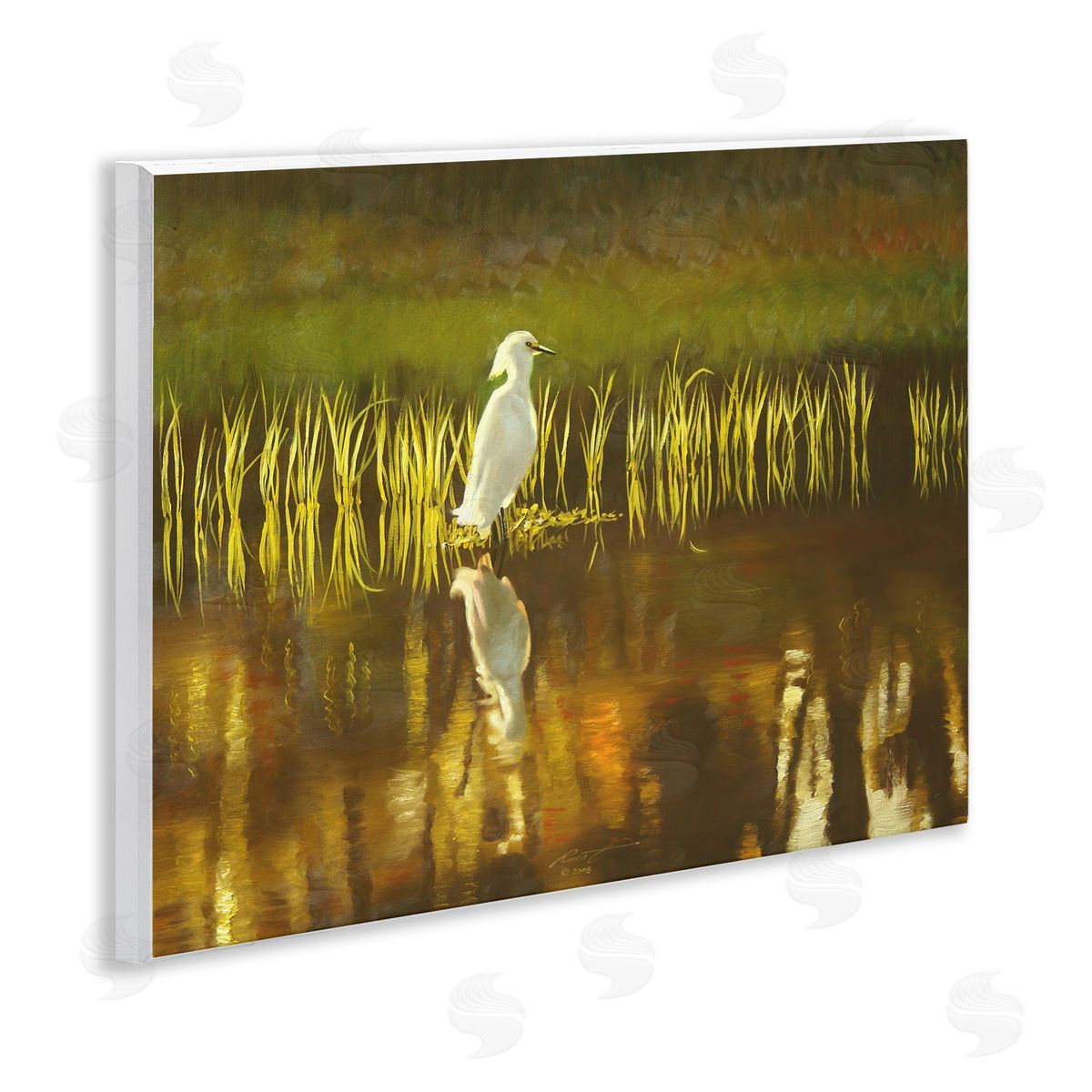 Bird and Lake Botanicals Wood Plaque Wall Art, Home Decor by D. Rust