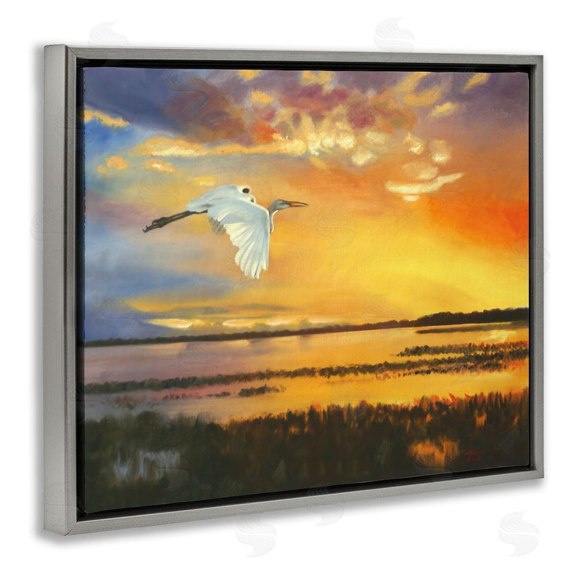 D. Rust | Bird over Sunlit Pond