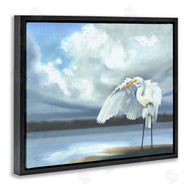 D. Rust | Egret on Cloudy Beach Shore