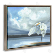 D. Rust | Egret on Cloudy Beach Shore