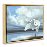 D. Rust | Egret on Cloudy Beach Shore