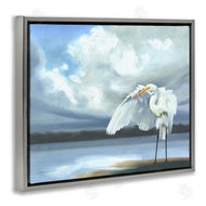 D. Rust | Egret on Cloudy Beach Shore