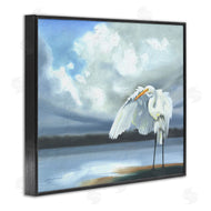 D. Rust | Egret on Cloudy Beach Shore