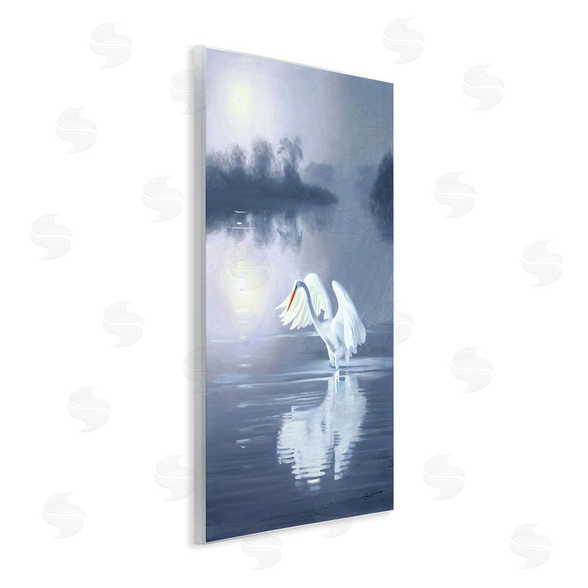Egret on Stormy Waters Wood Plaque Wall Art, Home Decor by D. Rust