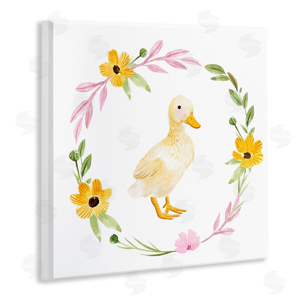 Duckling with Daisy Wreath Wood Plaque Wall Art, Home Decor by Enya Todd