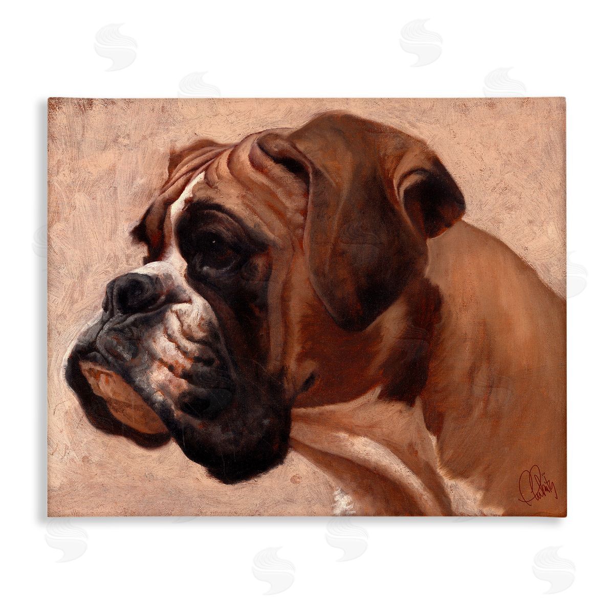 Boxer Dog Neutral Portrait Canvas Wall Art, Home Decor by Thomas Fluharty