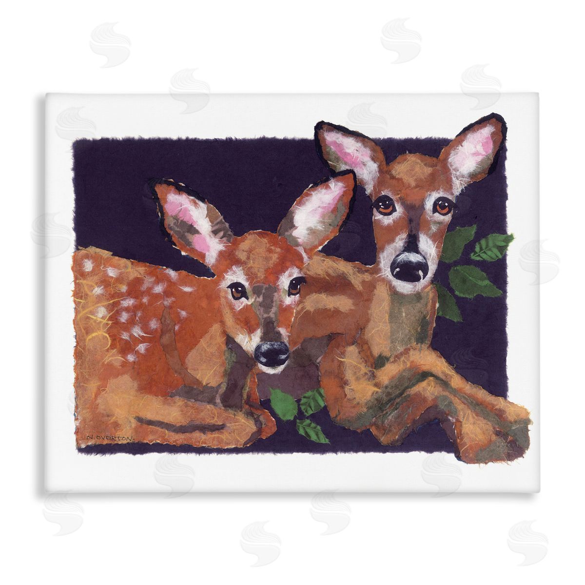 Fawn Siblings Portrait Canvas Wall Art, Home Decor by Nancy Overton