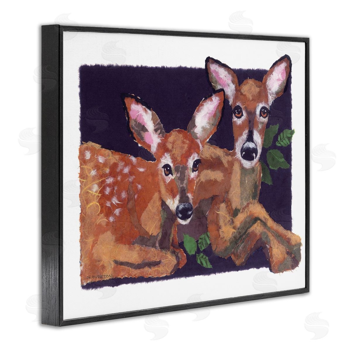 Fawn Siblings Portrait Black Frame Print Wall Art, Home Decor by Nancy Overton