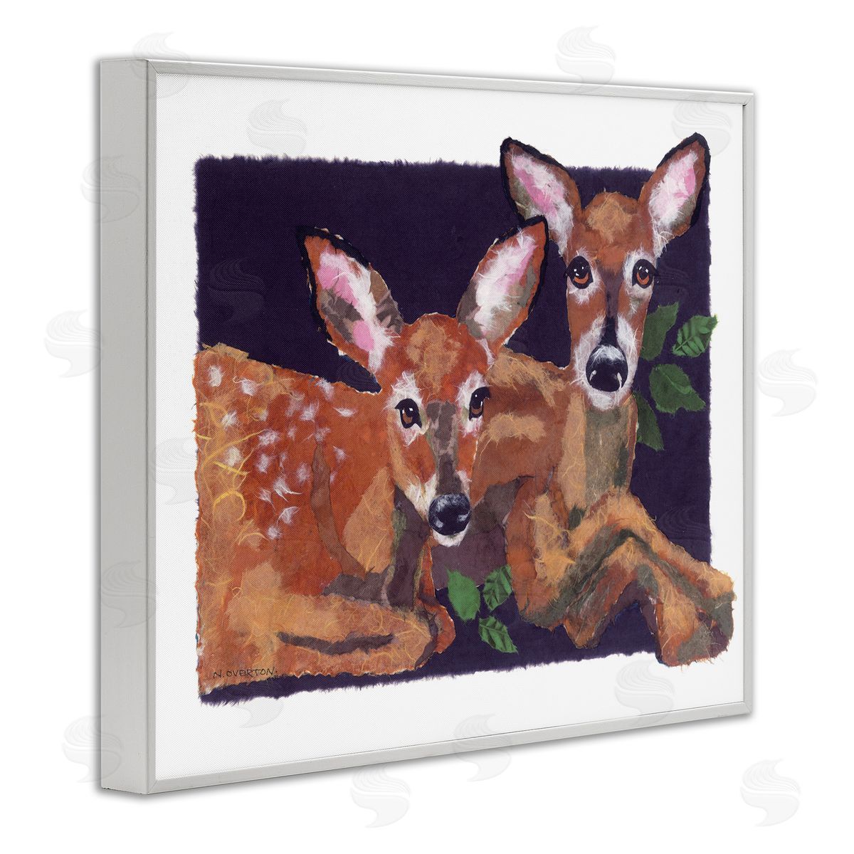 Fawn Siblings Portrait White Frame Print Wall Art, Home Decor by Nancy Overton