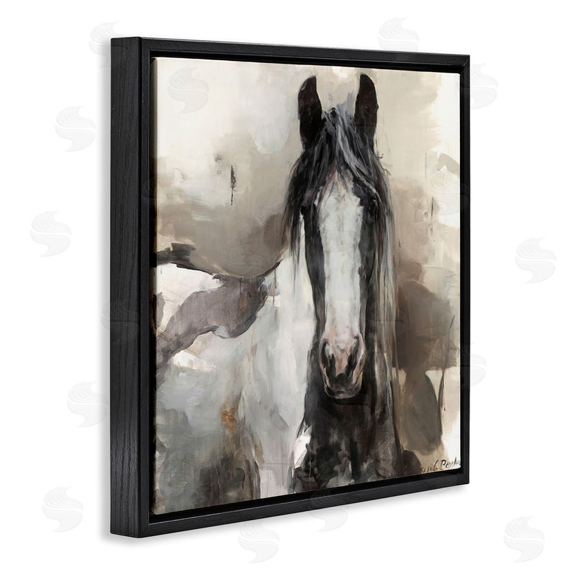 Marilyn Borglum | Grey and Beige Horse Abstract