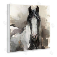 Marilyn Borglum | Grey and Beige Horse Abstract