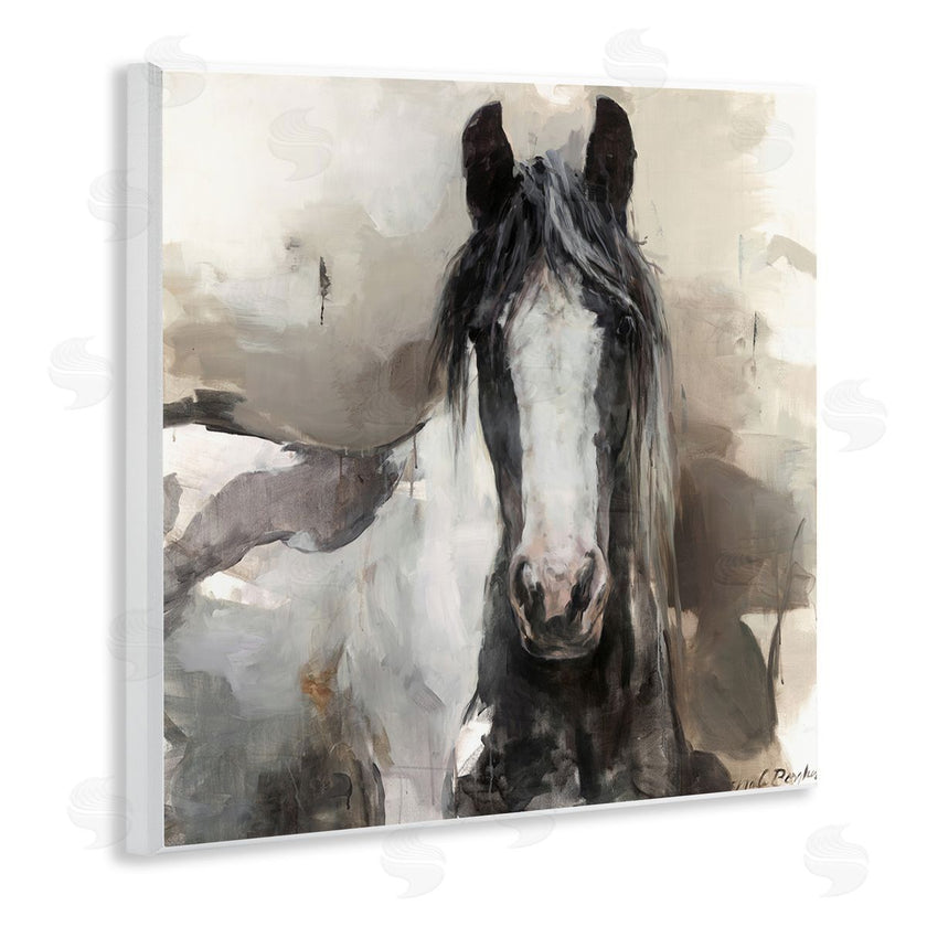 Marilyn Borglum | Grey and Beige Horse Abstract