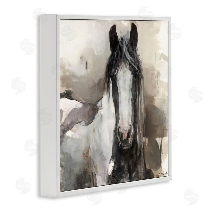 Marilyn Borglum | Grey and Beige Horse Abstract