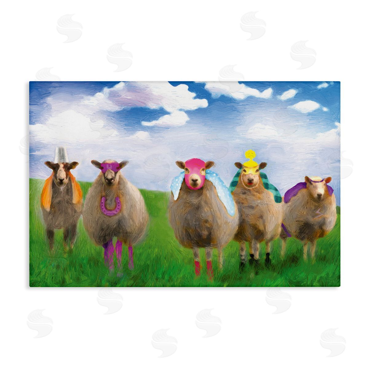 Superhero Sheep in Field Canvas Wall Art, Home Decor by Porter Hastings