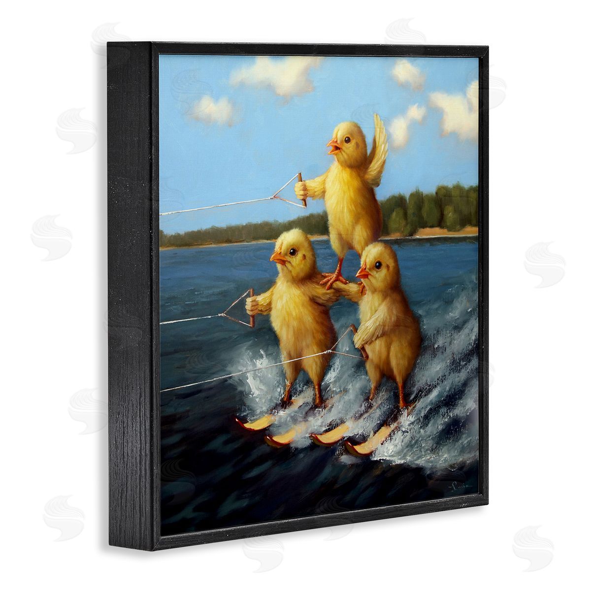 Water Skiing Chicks Black Frame Print Wall Art, Home Decor by Lucia Heffernan