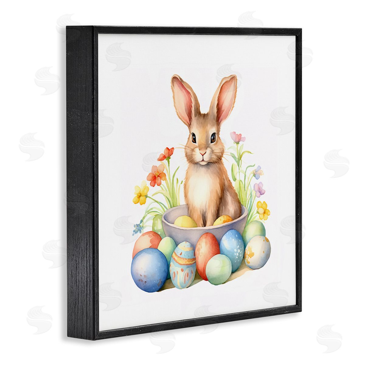 Easter Bunny and Eggs Black Frame Print Wall Art, Home Decor by Andrea Haase