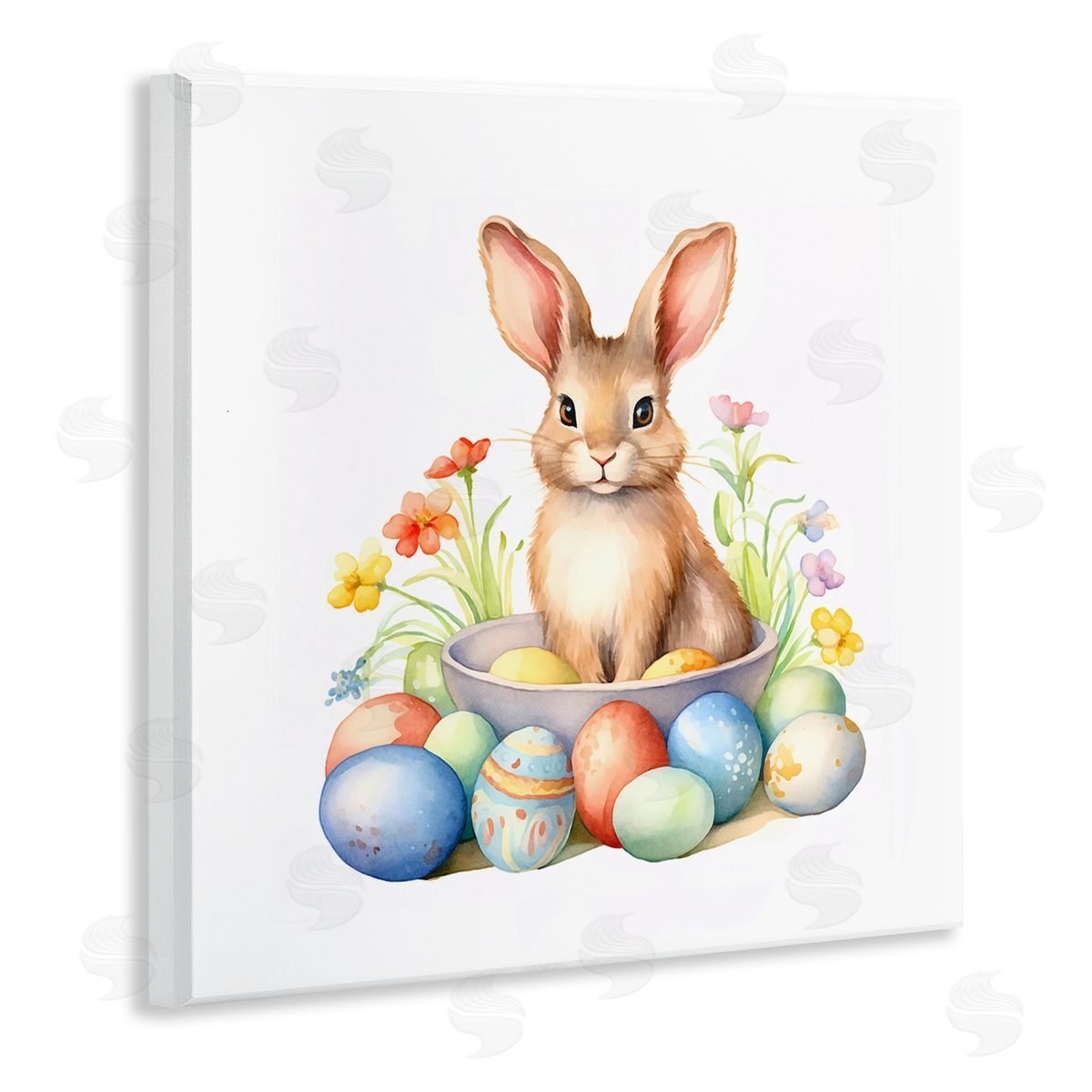 Easter Bunny and Eggs Wood Plaque Wall Art, Home Decor by Andrea Haase