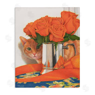 Mardell Schuster | Cat Peeking Rose Bouquet