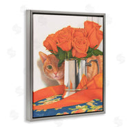 Mardell Schuster | Cat Peeking Rose Bouquet