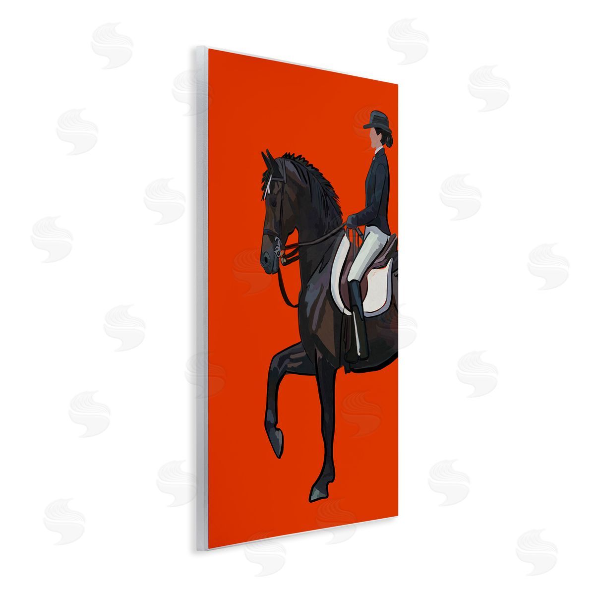 Jockey and Horse on Orange Wood Plaque Wall Art, Home Decor by Amelia Noyes