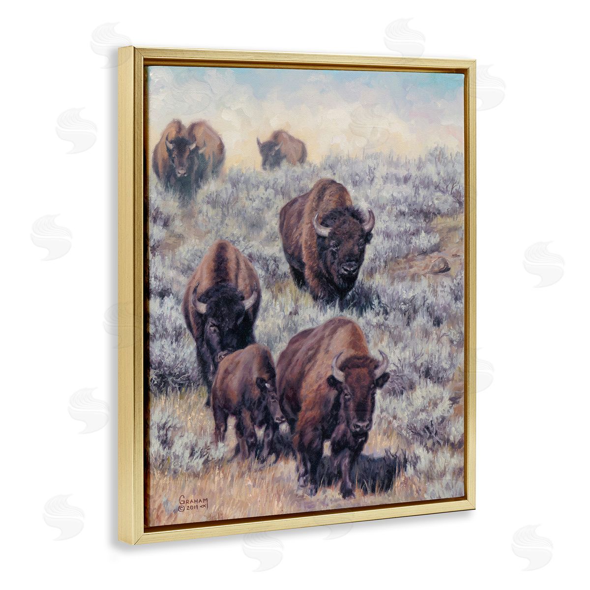In Search Of New Grass Gold Floating Frame Canvas Wall Art, Home Decor by David Graham