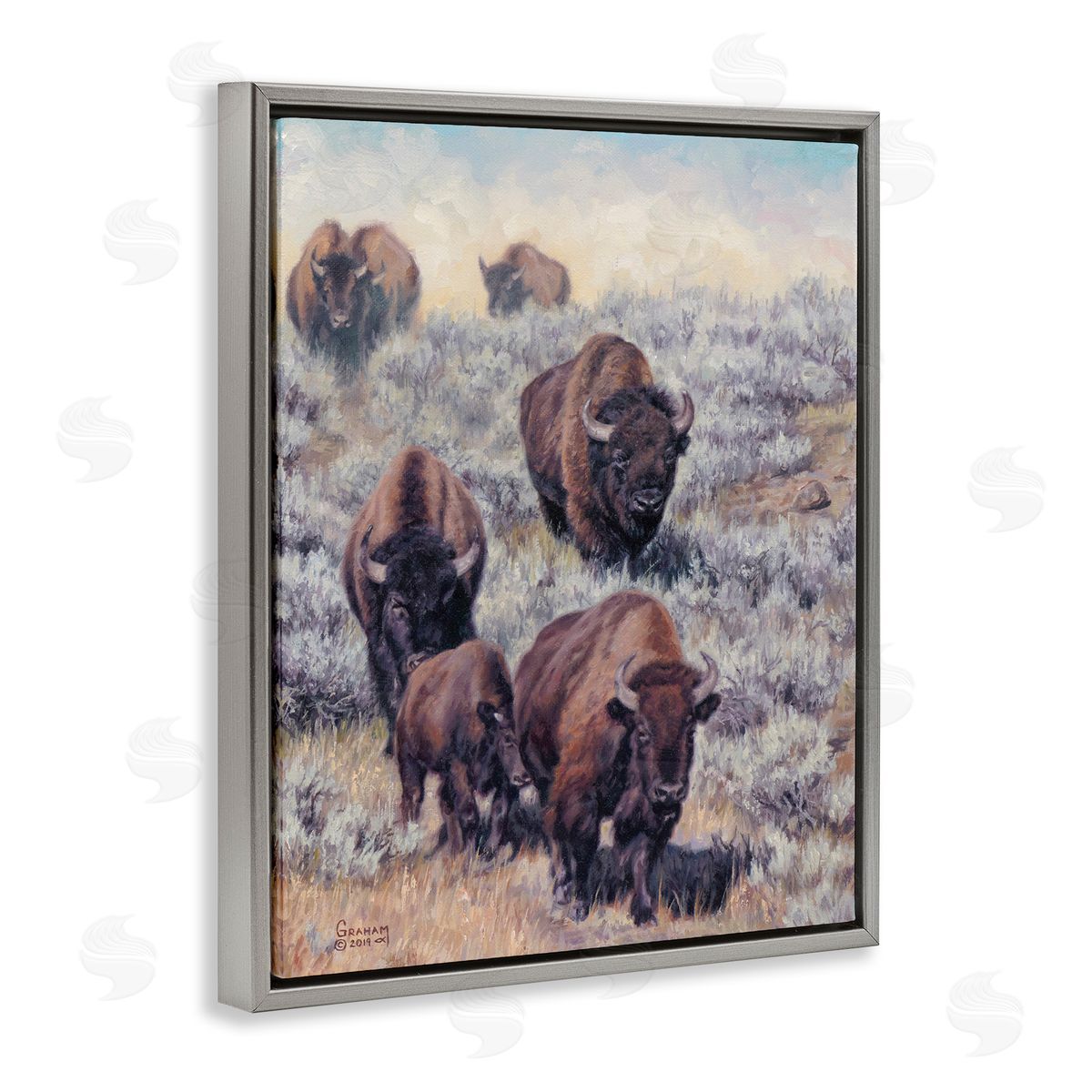 In Search Of New Grass Grey Floating Frame Canvas Wall Art, Home Decor by David Graham