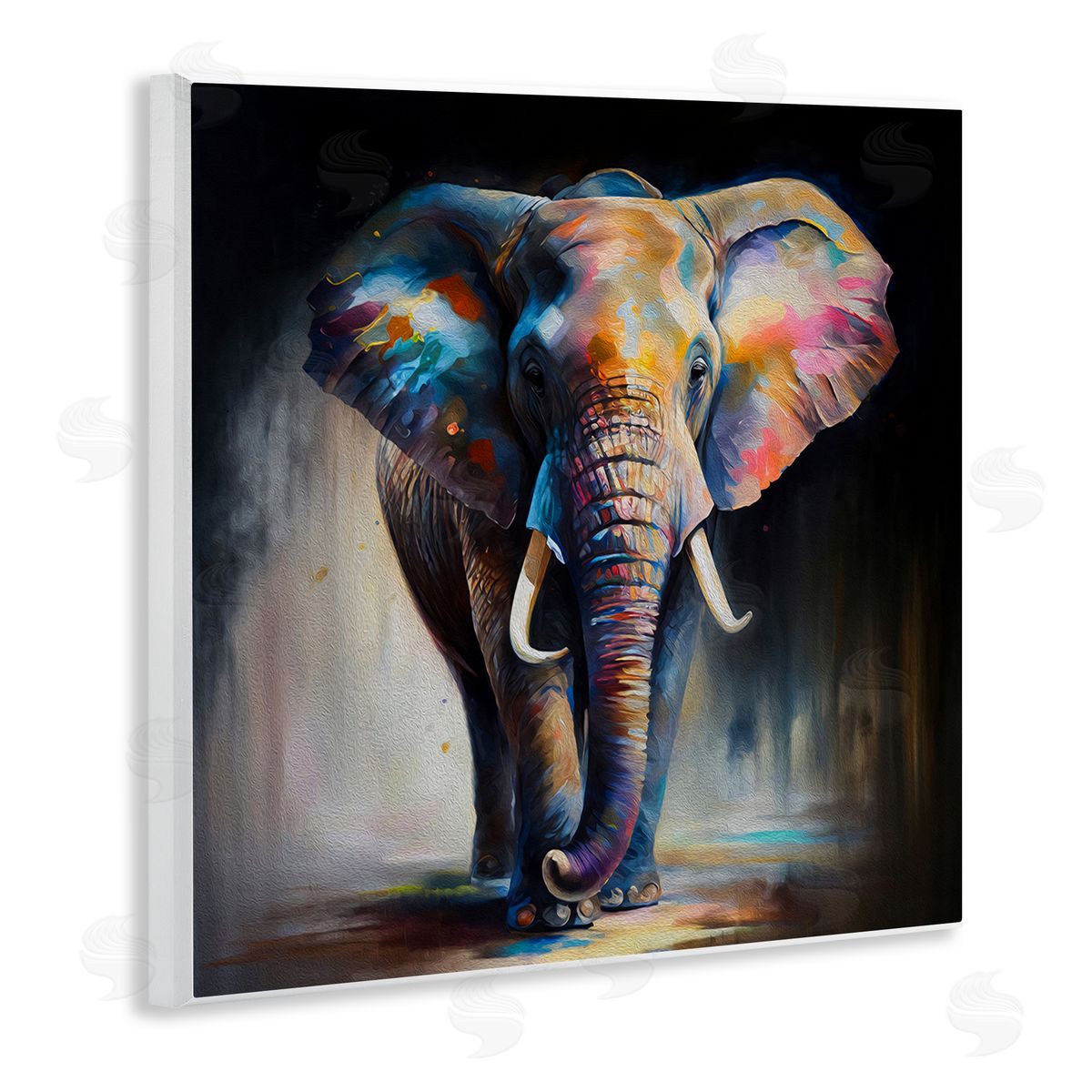 Stepping Elephant in Shadow Wood Plaque Wall Art, Home Decor by Incado