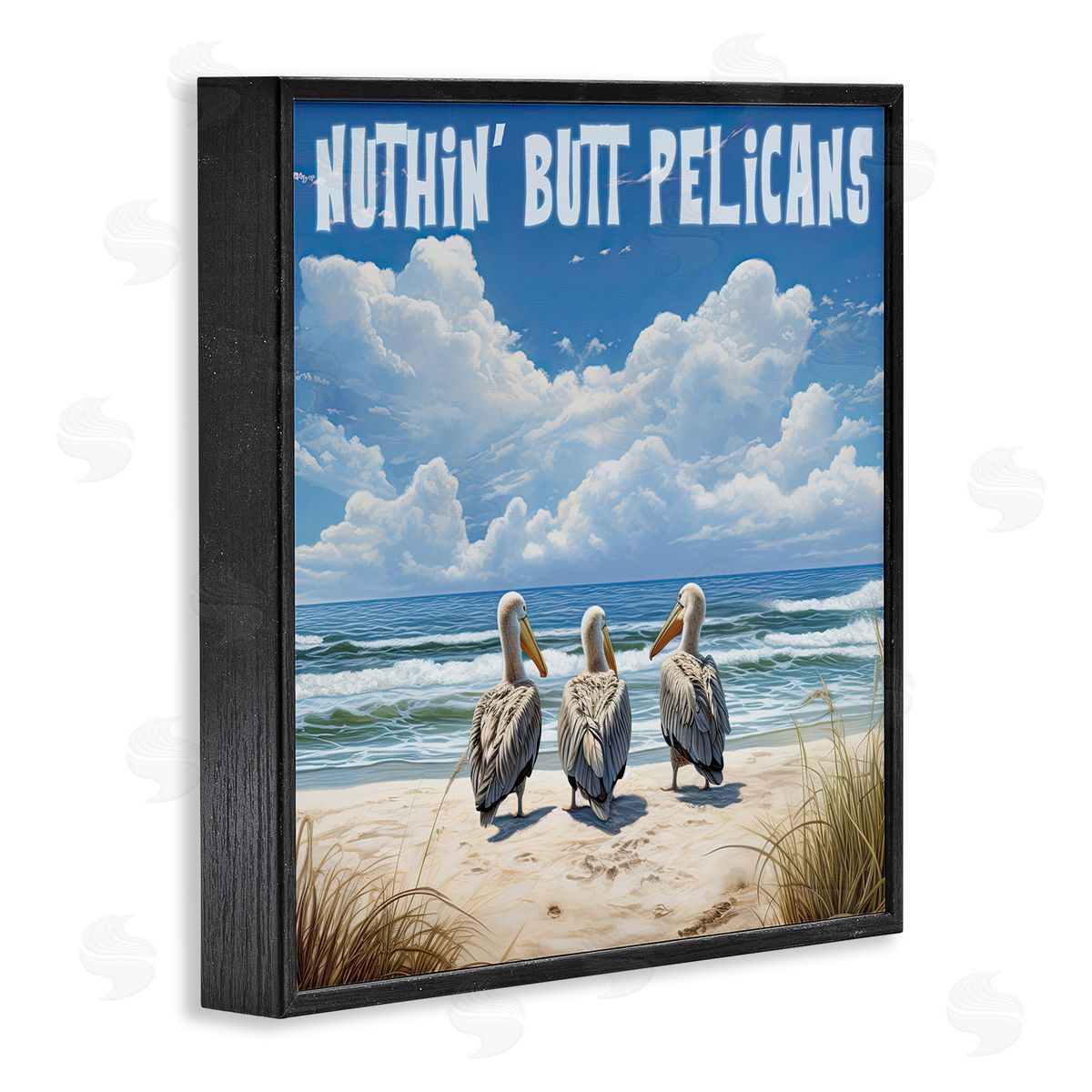 Nuthin' Butt Pelicans Black Frame Print Wall Art, Home Decor by Jim Baldwin